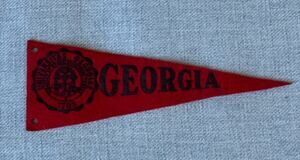 Vintage University of Georgia Mini Pennant Red Black Felt College Banner